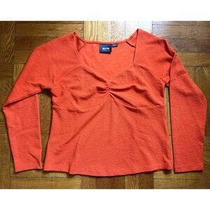 Maeve Anthropologie XL Orange Sweetheart Top Long Sleeve Colorful Autumnal Y2K